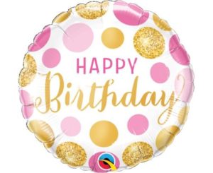 Μπαλόνι Φοιλ 18 Στρογ. Birthday Pink & Gold Dots 049164