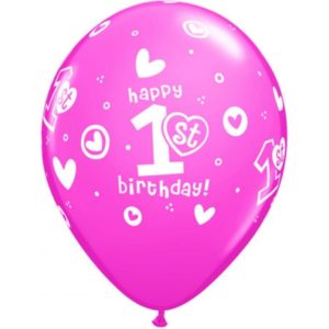 Μπαλόνια 11 1st Birthday Circle Hearts Girl/25 τεμ 041185