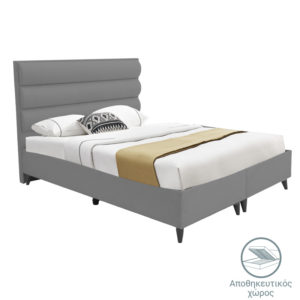 Κρεβάτι διπλό Luxe pakoworld με αποθηκευτικό χώρο γκρι ύφασμα 160x200εκ 1τεμ