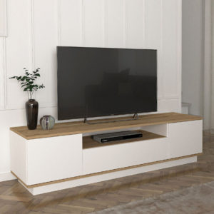 Έπιπλο τηλεόρασης Fedya Megapap από μελαμίνη χρώμα λευκό - sapphire oak 180x45x44,6εκ. 1τεμ