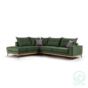 Γωνιακός καναπές δεξιά γωνία Luxury II pakoworld ύφασμα κυπαρισσί-ανθρακί 290x235x95εκ 1τεμ