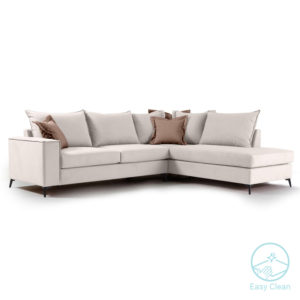 Γωνιακός καναπές αριστερή γωνία Romantic pakoworld ύφασμα cream-mocha 290x235x95εκ 1τεμ