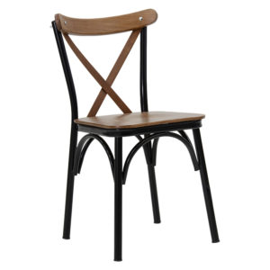 Καρέκλα Alora pakoworld ξύλο καρυδί-μαύρο πόδι 1τεμ