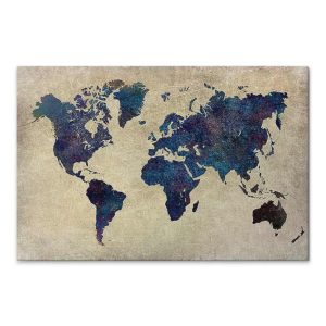 Πίνακας σε καμβά World Map Megapap ψηφιακής εκτύπωσης 75x50x3εκ. 1τεμ