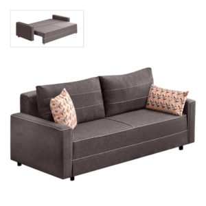 Καναπές - κρεβάτι Ece Megapap τριθέσιος υφασμάτινος χρώμα καφέ 215x90x88εκ. 1τεμ