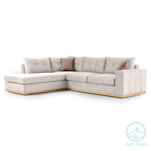 Γωνιακός καναπές δεξιά γωνία Boston pakoworld ύφασμα cream-mocha 280x225x90εκ 1τεμ