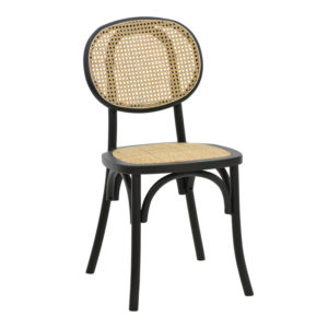 Καρέκλα Zoel pakoworld μαύρο ξύλο οξιάς-φυσικό rattan 45x52x82εκ 1τεμ
