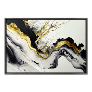 Πίνακας σε καμβά Abstract Golden Wave Megapap ψηφιακής εκτύπωσης με κορνίζα χρώμα μαύρο 140x100x3εκ. 1τεμ