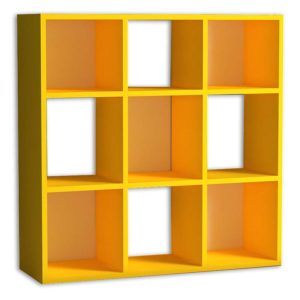 Βιβλιοθήκη Cube Megapap από μελαμίνη χρώμα κίτρινο 90x30x90εκ. 1τεμ