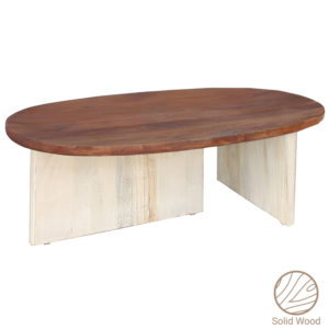 Τραπέζι σαλονιού Simplicity Inart white wash-φυσικό μασίφ ξύλο ακακίας 110x60x40εκ 1τεμ