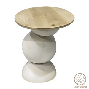 Βοηθητικό τραπέζι Sedra Inart white wash-φυσικό μασίφ mango ξύλο Φ38x44εκ 1τεμ