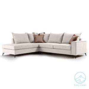 Γωνιακός καναπές δεξιά γωνία Romantic pakoworld ύφασμα cream-mocha 290x235x95εκ 1τεμ
