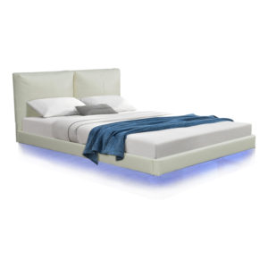 Κρεβάτι διπλό Jessie pakoworld floating style με led-PU εκρού 160x200εκ 1τεμ