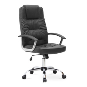 Καρέκλα γραφείου διευθυντική Arial Megapap από τεχνόδερμα χρώμα μαύρο 62x63x112/122εκ. 1τεμ