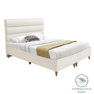 Κρεβάτι διπλό Luxe pakoworld με αποθηκευτικό χώρο κρεμ ύφασμα 160x200εκ 1τεμ