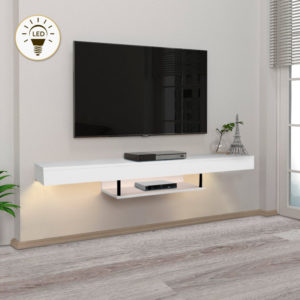Έπιπλο τηλεόρασης επιτοίχιο Albares Megapap από μελαμίνη με LED χρώμα λευκό 150x29,6x22εκ. 1τεμ