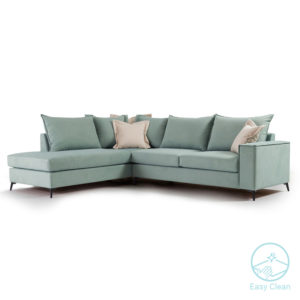 Γωνιακός καναπές δεξιά γωνία Romantic pakoworld ύφασμα Ciel-Cream 290x235x95εκ 1τεμ