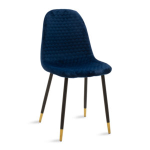 Καρέκλα Sila pakoworld βελούδο μπλε-μαύρο χρυσό πόδι 1τεμ