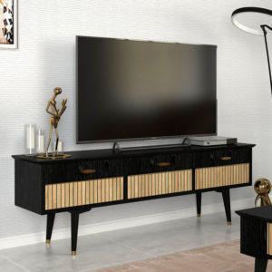 Έπιπλο τηλεόρασης Bolea Megapap χρώμα modern black 150x35x49,7 εκ. 1τεμ
