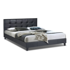 Κρεβάτι Sissy Megapap από τεχνόδερμα χρώμα μαύρο 160x200εκ. 1τεμ