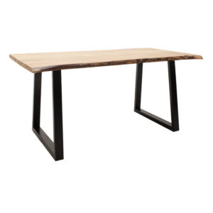 Τραπέζι Miles pakoworld μασίφ ξύλο 4εκ καρυδί-πόδι μαύρο 140x80x78εκ 1τεμ