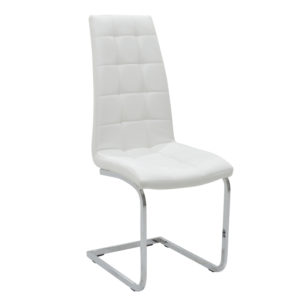 Καρέκλα Darrell pakoworld PU λευκό-βάση χρωμίου 2τεμ
