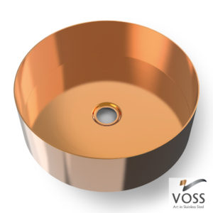 Voss Luna Rose Gold Brushed PVD 33x33 - Επιτραπεζιος Μεταλλικος Νιπτηρας