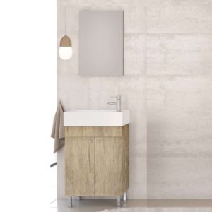 Litos 50 PL Wood - Έπιπλο Μπάνιου Με Νιπτήρα & Καθρέπτη (50x26)