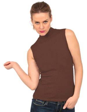 Jadea γυναικεία βαμβακερή αμάνικη μπλούζα με όρθιο λαιμό 4058 Terracotta