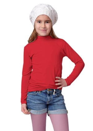 Jadea Girl κοριτσίστικη βαμβακερή μακρυμάνικη μπλούζα με όρθιο λαιμό κωδ.262 Κόκκινο