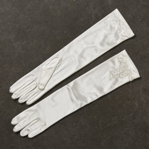 Νυφικά Γάντια με Κεντημένες Χάντρες σε Λευκό και Εκρού 5246-14, nv-02.03000.0193