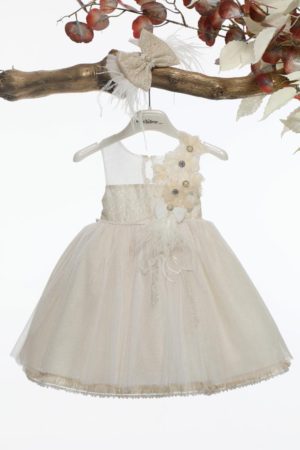 Βαπτιστικό Φορεματάκι για Κορίτσι Χρυσό Κ4595Φ, Mi Chiamo, mc-24-K4595F