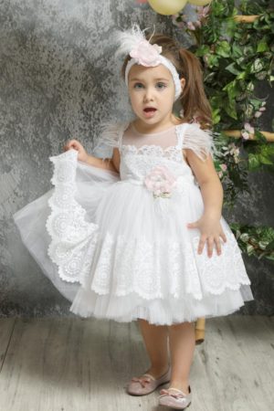 Βαπτιστικό φορεματάκι για κορίτσι Λευκό Κ4322Λ, Mi Chiamo, mc20-K4322-white