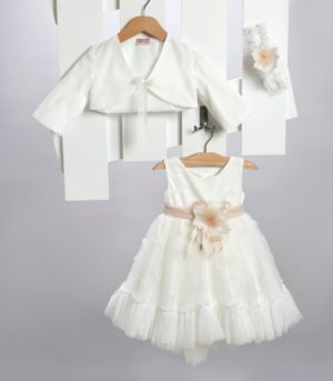 Βαπτιστικό Φορεματάκι για Κορίτσι Εκρού 2702-2, New Life, nl-2708-2