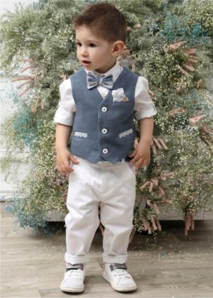 Βαπτιστικό Κοστουμάκι για Αγόρι Ραφ-Λευκό Α4631-ΡΛ, Mi Chiamo, mc23-A4631-RL