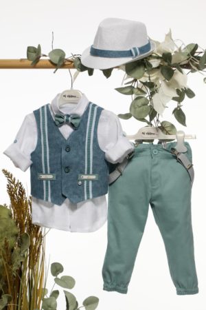 Βαπτιστικό Κοστουμάκι για Αγόρι Ουρανί-Σμαραγδί Α4675, Mi Chiamo, mc-24-A4675-ourani-smaragdi