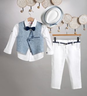 Βαπτιστικό Κοστουμάκι για Αγόρι Λευκό-Μπλε 2807-1, New Life, nl-2807-1