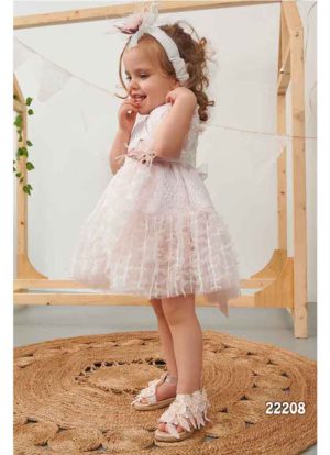 Βαπτιστικό Φορεματάκι Ροζ Κρουαζε για κορίτσι 22208, Bonito, bon-22208