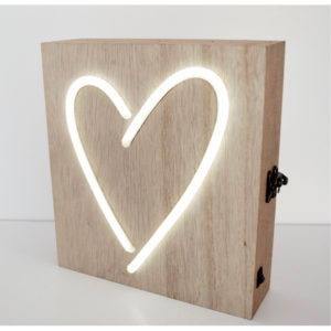 Ξύλινo Κουτί Φωτιζόμενο με LED Φωτισμό σε Σχήμα Καρδίας | ΛΣ4, rin-ls4
