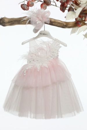 Βαπτιστικό Φορεματάκι για Κορίτσι Ροζ Κ4584Ρ, Mi Chiamo, mc-24-K4584R