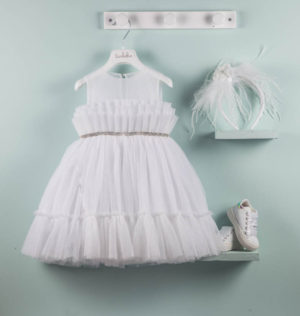 Βαπτιστικό φορεματάκι για κορίτσι Λευκό Crystal 9502, Bambolino, bmb-9502