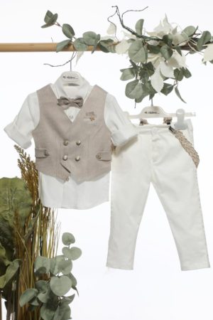 Βαπτιστικό Κοστουμάκι για Αγόρι Μπεζ-Εκρού Α4659, Mi Chiamo, mc-24-A4659-mpez-ekrou