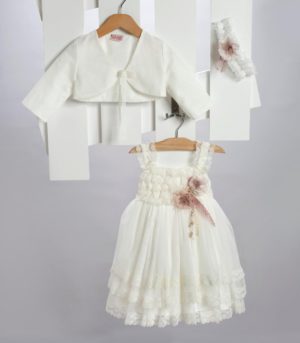 Βαπτιστικό Φορεματάκι για Κορίτσι Εκρού 2718-2, New Life, nl-2718-2