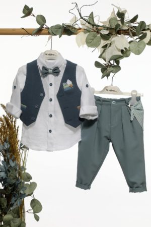 Βαπτιστικό κοστουμάκι για αγόρι Ραφ-Πετρόλ Α4480, Mi Chiamo, mc22-A4480