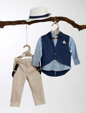 Βαπτιστικό Κοστουμάκι για Αγόρι Μπλε ΚΛ-26, Lollipop, bls-23-kl-26