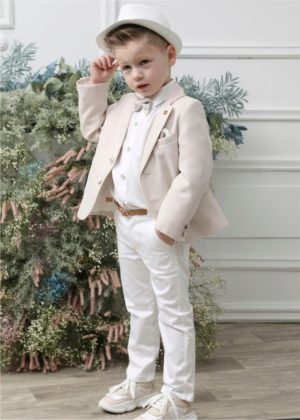 Βαπτιστικό Κοστουμάκι για Αγόρι Μπεζ-Λευκό Α4620-ΜΛ, Mi Chiamo, mc23-A4620-ML