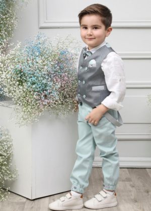 Βαπτιστικό Κοστουμάκι για Αγόρι Γκρι-Σιέλ Α4636-ΣΑ, Mi Chiamo, mc23-A4636-SA