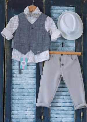 Βαπτιστικό κοστουμάκι για αγόρι Μπλε-Γκρι ΑΕ62 Mak Baby, mak-ae62