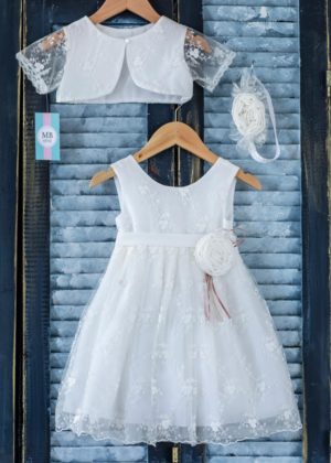 Βαπτιστικό Φορεματάκι για κορίτσι Λευκό Κ114 Mak Baby, mak-k114