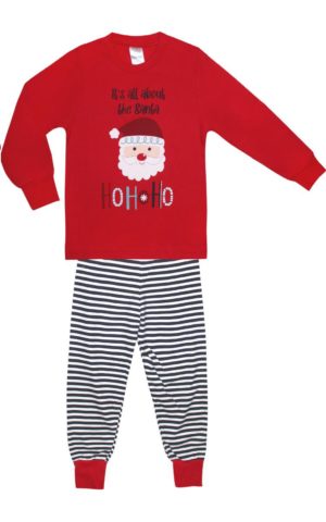 Πιτζάμα Παιδική Χειμερινή με Τύπωμα Santa Κόκκινο-Μαρίν, Βαμβακερή 100% - Pretty Baby, pb-69919